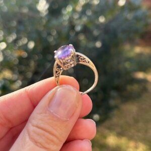 KABANA Designer Sterling Silver Amethyst Statement RING